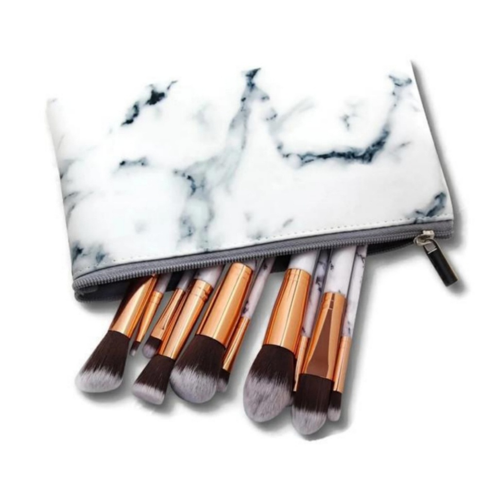 Marble Style 10 Piece Makeup Brush Set